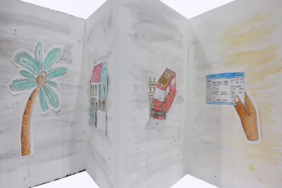 Ink and watercolour wash on paper/concertina book by Nikki Rambukpotha, Year 11, Beaconhills College Ink and watercolour wash concertina book