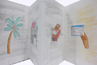 Ink and watercolour wash on paper/concertina book by Nikki Rambukpotha, Year 11, Beaconhills College Ink and watercolour wash concertina book