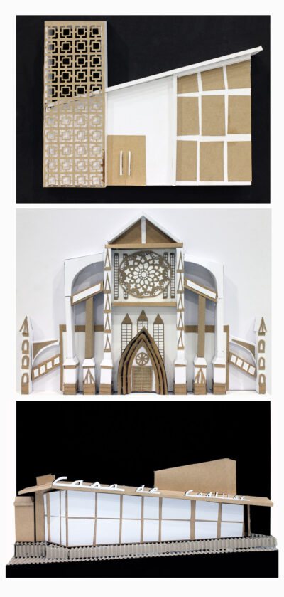 Paper and foam core construction by Matthew Keratianos, Sara Jaza and Shaina Dass, Year 10, Hume Anglican Grammar Student artwork of a 3D building