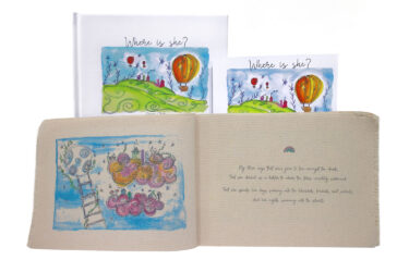 Story book print on canvas pages, hardback and paperback books by Sienna Clash, Year 12, Huntingtower Student artwork of a picture book