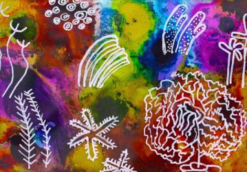 Ink on paper and white marker on acetate by Timothy Anastasiadis, Year 4, Kilvington Grammar School Student artwork of the coral reef