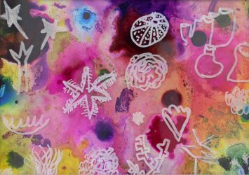 Ink on paper and white marker on acetate by Daniel Kwon, Year 4, Kilvington Grammar School Student artwork of the coral reef