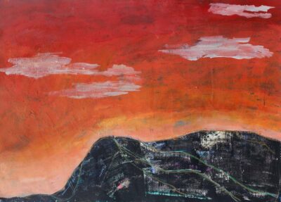 Acrylic paint on paper by Bal Gencel, Year 5, Melbourne Montessori School Student artwork of a sunrise