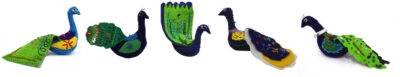 Felt sculpture by Kitty Fisher, Nishka Sharma, Orlando Fera, Sharanya Mukerjee and Willa Hicks, Year 5, Sophia Mundi Steiner School Student artwork of felt peacocks