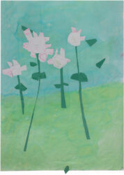 Crayon, ink and paint on paper by Ellie Su, Prep, Yarra Valley Grammar Student artwork of a collage of flowers