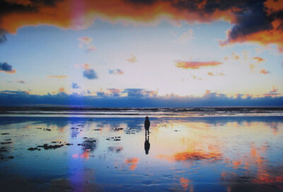 Digital print on canvas by Elle Morrison, Year 12, Alphington Grammar Student artwork of a figure standing in Venus Bay