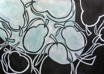 Acrylic on paper by Sarah Fraser, Year 10, Ballarat and Clarendon College Student artwork of pears