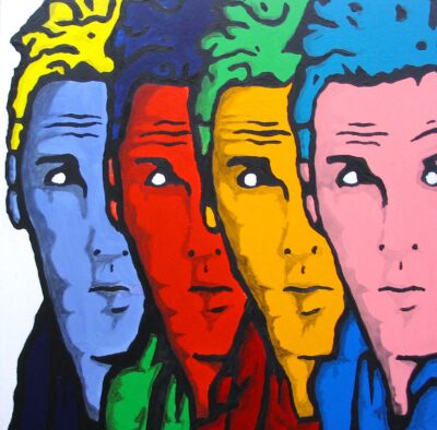Acrylic on canvas by Tim Lyons, Year 11, Ballarat and Clarendon College Student artwork of Zoolander doing his blue steel look
