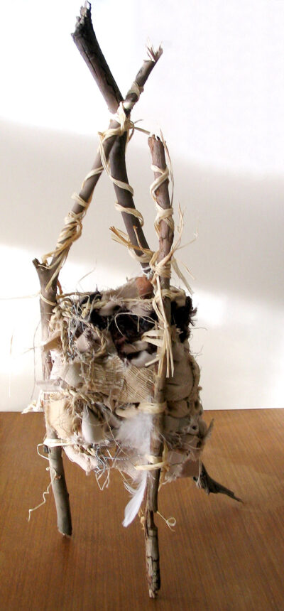 Student artwork sculpture made from natural material