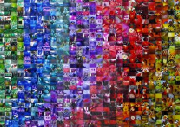 Student artwork of a colour tile spectrum