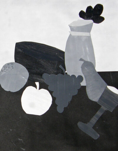Acrylic paint on paper by Victoria Wright, Year 7, Christian College Geelong Student artwork of a monochromatic still life