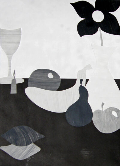 Acrylic paint on paper by Isabelle Johnson, Year 7, Christian College Geelong Student artwork of a monochromatic still life