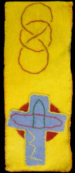 Felt and needlework by Rainer Kirby, Class 2, Castlemaine Steiner School and Kindergarten Student artwork of a pouch