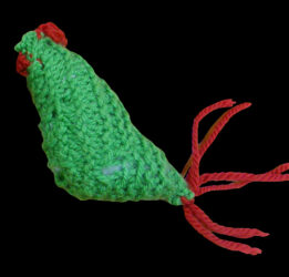 Woollen yarn by Iliah Carolan, Class 1, Castlemaine Steiner School and Kindergarten Student artwork of a knitted rooster
