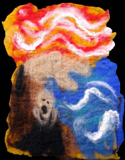 Hand-made felt by Jacinta Roquel, Year 9, Fintona Girls’ School Student artwork inspired by Munch