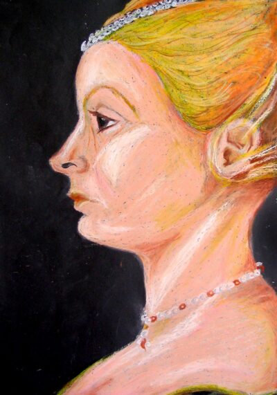Student artwork profile portrait of a queen