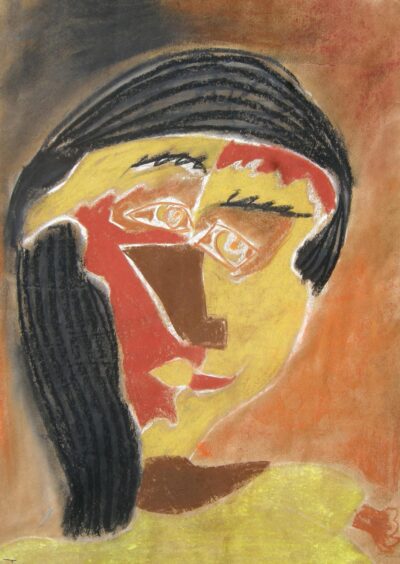 Student artwork of a cubist portrait