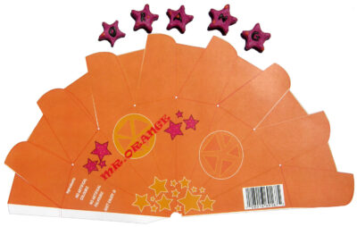 Student artwork of Allens lollies packaging with lollies