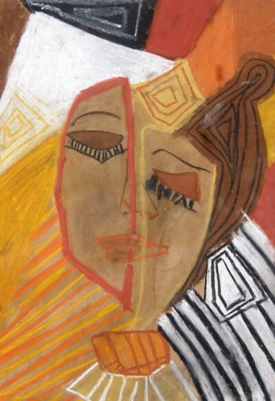 Student artwork of a cubist portrait