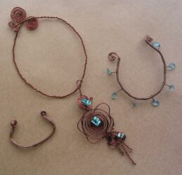 Copper and beads by Genevieve Rogerson, Year 11, Melbourne Rudolf Steiner School Student artwork of copper jewellery