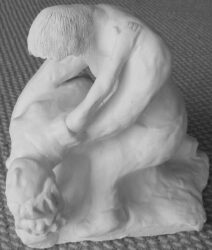 Unglazed stoneware by Jack Riley, Year 10, Melbourne Rudolf Steiner School Student artwork of a sculpture of dancers