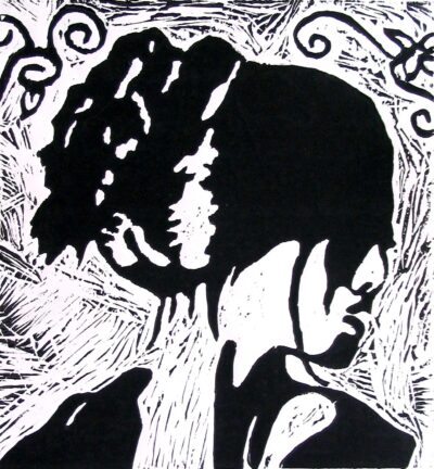 Student artwork of a girl in profile