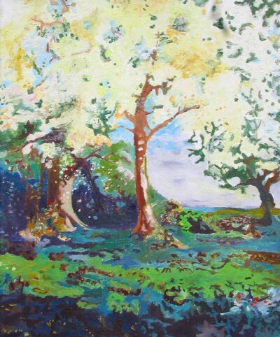 Acrylic on canvas by Nastassia Schulman, Year 9, St Leonard’s College Student artwork inspired by impressionism