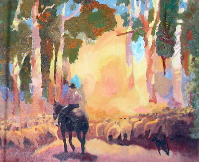Acrylic on canvas by Emily Cullis, Year 9, St Leonard’s College Student artwork inspired by Tom Roberts