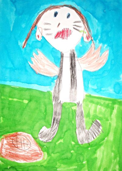 Coloured pencil on paper by Kaitlin, Cheshire School Student artwork of a football player