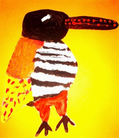 Acrylic on paper by Tyler, Cheshire School Student artwork of a kookaburra