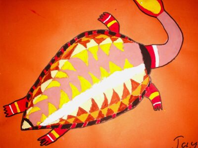 Acrylic on paper by Jadyn, Cheshire School Student artwork of a turtle