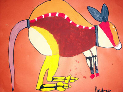 Acrylic on paper by Andrew, Cheshire School Student artwork of a wallaby