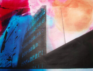 Photography by Kate Small, Year 9, Caulfield Grammar School Student artwork of colourful buildings