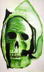 Acrylic on paper by Jared Dettman, Year 10, Caulfield Grammar School Student artwork of a skull