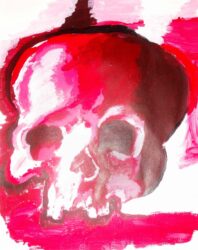 Acrylic on paper by Natassja Billich, Year 10, Caulfield Grammar School Student artwork of a skull