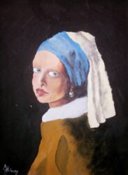 Acrylic on paper by Jessica Manolitsas, Year 8, Korowa Anglican Girls' School Student artwork inspired by Vermeer