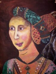 Acrylic on paper by Lucy Scawen, Year 8, Korowa Anglican Girls' School Student artwork of a self-portrait of a girl