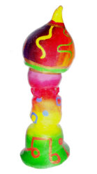 Hand-built ceramic form with acrylic colour by Whitney McIntosh, Year 7, Korowa Anglican Girls' School Student artwork of a colourful tower