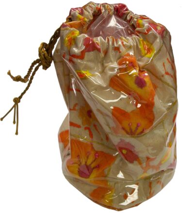 Student artwork of a bag with floral print