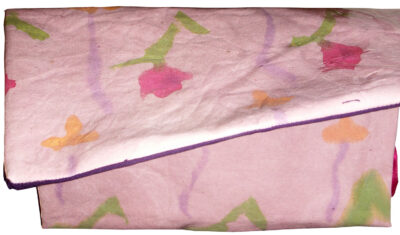Student artwork of a bag with floral print