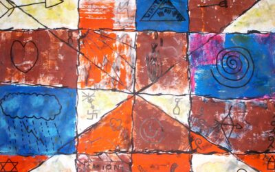 Acrylic on paper by Andrew Cooke, Grade 6, Melbourne Montessori School Student abstract artwork