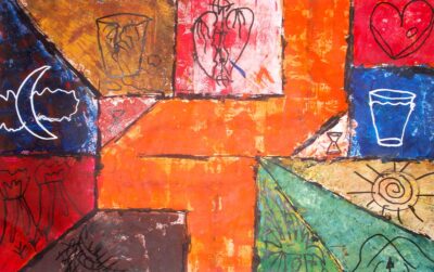 Acrylic on paper by Tristan Pokornyi, Grade 6, Melbourne Montessori School Student abstract artwork