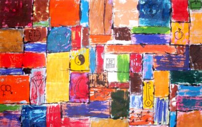 Acrylic on paper by Isabella Ebdon, Grade 4, Melbourne Montessori School Student abstract artwork