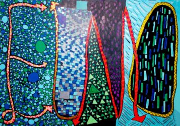 Acrylic on paper by Emily O'Brien, Transition, Rossbourne School Student abstract artwork