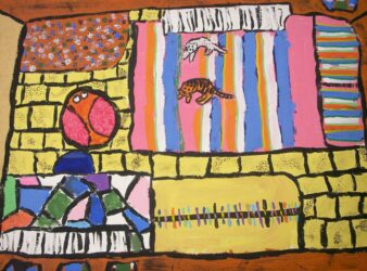 Acrylic on paper by Katie Ward, Transition, Rossbourne School Student artwork of their room with two cats