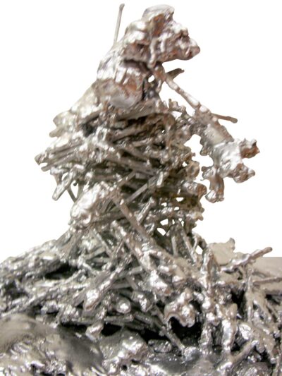 Wax, matchsticks and silver enamel paint by Sam West, Year 4, Scotch College Student artwork of a silver sculpture