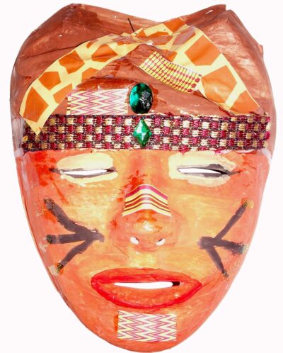 Mixed media by Amy Moadim Lesimha, Year 4 Student artwork of an African mask