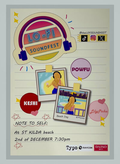 Digital image by Dristi Rayamajhi, Year 11, Hume Anglican Grammar School Student artwork of a low-fi festival poster