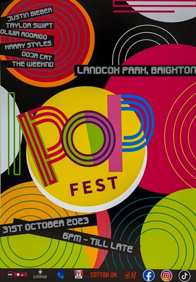 Digital image by Harleen Dadwal, Year 11, Hume Anglican Grammar School Student artwork of a pop festival poster