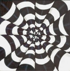 Fibre-tipped pen on paper by Aiza Sami, Year 5, Ilim College Student artwork of a black and white illusion pattern